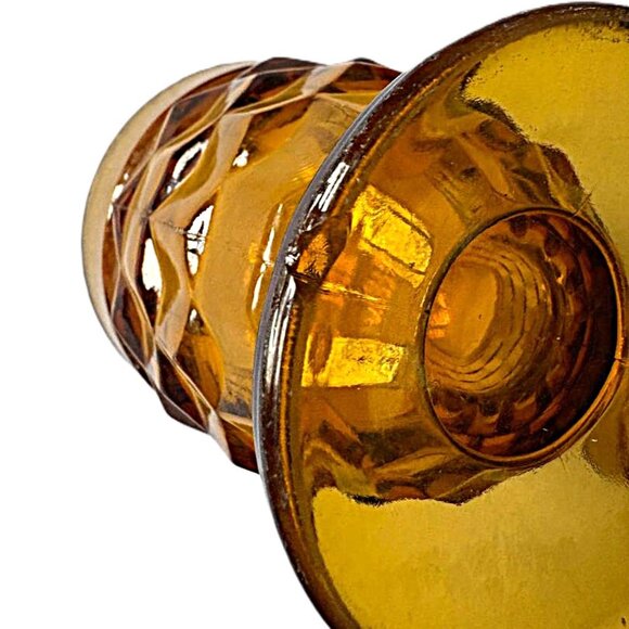 2 Vintage MCM Harvest Gold Indiana Glass Whitehall Cubist footed juice glasses - Picture 4 of 4